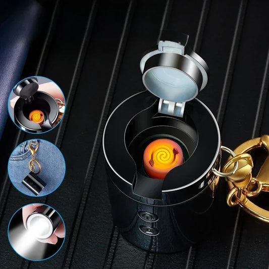 Multifunctionele sleutelhanger, LED USB elektronische aansteker